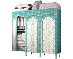 Kledingkast Opbergkast - Garderobe Kast - Kleding Opbergen - Stalen Buiskast - 160x45x175cm - Groen