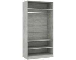 Kledingkast | Opbergkast | Garderobekast 100x50x200 cm bewerkt hout betongrijs
