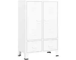 Kledingkast | Opbergkast | Garderobekast industrieel 67x35x107 cm staal wit