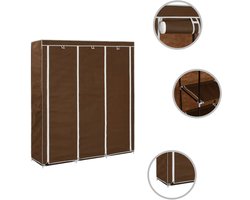 Kledingkast | Opbergkast | Garderobekast met vakken en stangen 150x45x175 cm stof bruin