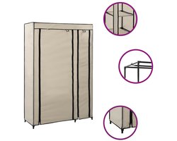 Kledingkast | Opbergkast | Garderobekast opvouwbaar 110x45x175 cm stof crème