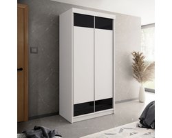 Kledingkast-Opbergkast-Kledingkasten Slaapkamer-Kleding Kast-Roedestang-Legplanken-Schuifdeurkast-wit zwart 100 cm