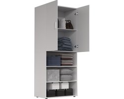 Kledingkast - opbergkast - legplanken - 80 cm breed - wit