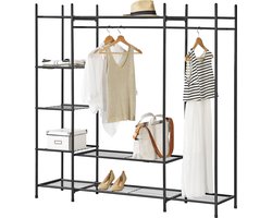 Kledingkast open kast zwart met 6 planken 150x150x40 cm