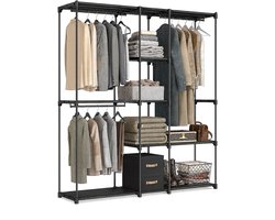 Kledingkast open - met planken en stangen - steeksysteem - metaal - zwart