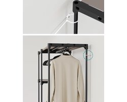 Kledingkast open, vrijstaande kledingkast, staande plank, kledingrek met kledingstangen, kapstok, kleedkamer, slaapkamer, 43 x 124 x 182 cm, taupe RYG026R02