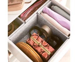 Kledingkast Organizer 25×27x12 cm – 2-delig – Geschikt voor IKEA kasten (PAX, PLATSA, ELVARLI, BRIMNES, HEMNES) – Flexibel ladeverdeler & opbergsysteem voor kleding en accessoires (sokken, ondergoed, riemen, T-shirts)