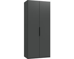 Kledingkast Oss - Spaanplaat - Grijs - 100x236x58 cm (BxHxD) - Draaideurkast - 2 Deuren - Hang-legkast