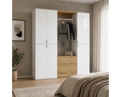 Kledingkast Projekt X Emob - Artisan Oak & Wit - 152x193x34 Cm