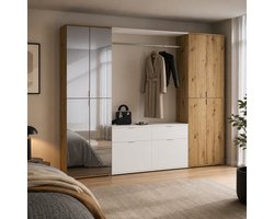 Kledingkast Projekt X Emob - Artisan Oak & Wit - 243x193x34 Cm