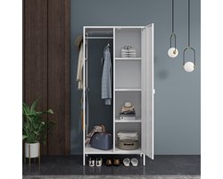 Kledingkast Puumala metaal 180x80x45 cm wit