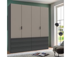 Kledingkast Rivas - 200x236x58 cm (BxHxD) - Taupe / Grafiet - Vouwdeuren - Lades