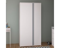 Kledingkast Rue met 2 deuren - wit/grijs of wit/roze