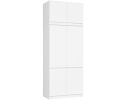 Kledingkast S90 met Opzetkast / Wit / 90 cm / 6 Deuren / 90 x 51 x 235 cm