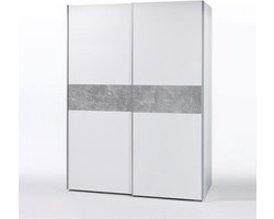 Kledingkast Salamanca 170cm met 2 deuren - wit/beton - Emob - Kledingkast - Wit; Betonlook - Spaanplaat