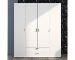 Kledingkast Salvador 4 deuren & 2 laden - wit