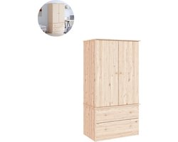 Kledingkast - Slaapkamer - Kledingkasten - Ladekasten - Commode - Organizer - 89x50x170 cm - Massief - Grenenhout