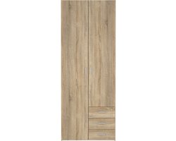Kledingkast Slaapkamer Naturel - 2-deurs met 3 lades - MDF - 77,6x50x200,4cm