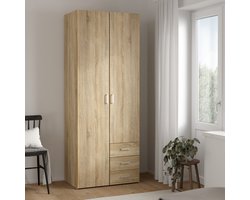 Kledingkast Slaapkamer Naturel - 2-deurs met 3 lades - MDF - 77,6x50x200,4cm