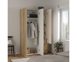 Kledingkast Space Hout - Eiken/Hout - Naturel Mdf 115.8x200.4cm (BxH)