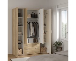 Kledingkast Space Hout - Eiken/Hout - Naturel Mdf 154x200.4cm (BxH)