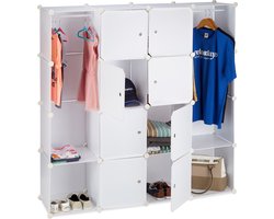 kledingkast steeksysteem - 12 vakken - 145,5 x 145,5 cm - garderobekast slaapkamer - wit