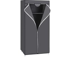 Kledingkast, stoffen kast, vouwkast met kledingstang, kledingrek, opslag voor tassen, speelgoed, schoenen, slaapkamer, kleedkamer, 75 x 45 x 160 cm, grijs