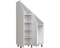 Kledingkast tegen schuine wand zolder slaapkamer - opbergkast geschikt voor schuine daken dakkapel - schuine wand rechts