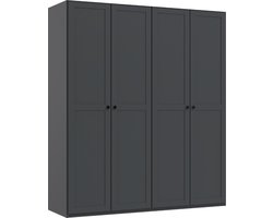 Kledingkast Tudela - Plaatmateriaal - Zwart - 180x210x58 cm (BxHxD) - Draaideurkast