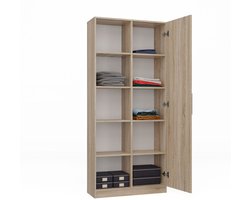 Kledingkast -Vakkenkast- 8 Legplanken- Licht Eiken