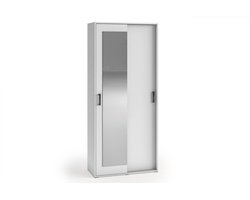 Kledingkast Vanessa I 90 cm Garderobe Kast Spiegel Slaapkamer Jeugdkamer (wit)