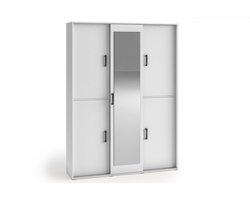 Kledingkast Vanessa III 150 cm Garderobekast Spiegel Slaapkamer Jeugdkamer (wit)