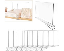 Kledingkast Verdeler-Opbergplank Set van 8-Transparant en Ruimtebesparend-voor Kleding en Tassen