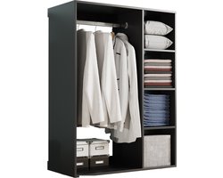 Kledingkast verrijdbaar hanggedeelte legplanken - verrijdbare opbergkast met wieltjes - opbergen kleding schoenen