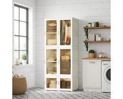 Kledingkast Vouwbaar - 170 cm Hoog - Installatievrij - Modulaire Opbergkast - Kunststof - Vouwbare Kast met Stang - Wit