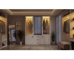 Kledingkast - Wit - 130x52x182 cm - Arqam