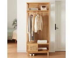 Kledingkast Ypäjä open kast 187x80x47 cm bamboe naturel [en.casa]