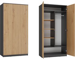 Kledingkasten SD Antraciet Eiken