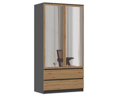 kledingkasten Slaapkamer-kledingkast Met Spiegel-Zwart Eiken