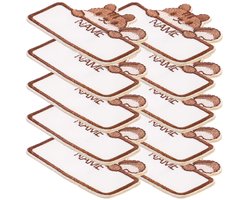 Kledinglabels - kleding labels - labels - 10 stuks - kleding labels plakken - Lapje - naamplaatje - naambadge - Stoffen patch - stoffen patchwork - Naamplaatjes - Zelfklevend - Bruin - 5.5*4.5cm