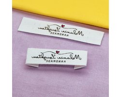 Kledinglabels Naaien - Naai-etiketten Handgemaakt - Kleding Merken - Biologisch Katoen - 12 mm x 60 mm - Paars