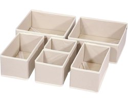Kledinglade-organizer - 6-delige ladeverdelerset - Opvouwbare kledingorganizer - Geschikt voor de slaapkamer, stoffen lingerie-organizer - Geschikt voor shirts, sokken en ondergoed - Kledingorganizer (licht kaki)