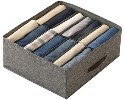 Kledingopbergbox, 14 vakken, stapelbare lade-organizer met steunpanelen, grijs