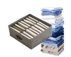 Kledingopbergbox, 16 vakken, stapelbare lade-organizer met steunpanelen, grijs