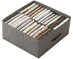 Kledingopbergbox, 24 vakken, stapelbare lade-organizer met steunpanelen, grijs