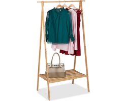 kledingrek bamboe - inklapbaar - 170x100x56,5 cm - met kledingstang