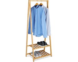 kledingrek bamboe - met schoenenrek - kledingstang - 150 x 60 x 40 cm