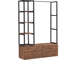 Kledingrek Egmating met lades 180x120x40 cm zwart en walnootkleurig [en.casa]