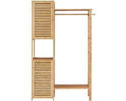 Kledingrek – Garderoberek – Kledingstang – Dressboy – Opbergkast – Bamboehout – 164x99x29 cm – Ventilatieroosters & Schoenenrek