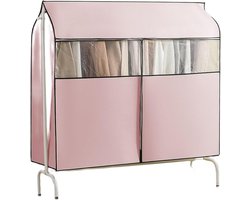 Kledingrek Hoes - Garderobekast Hoes - Kleding Opbergen - Ademend Non-woven Materiaal - 120x50x120cm - Roze